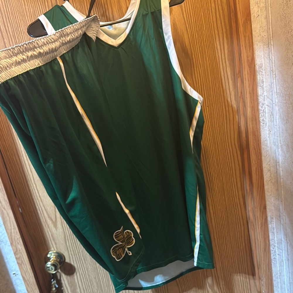 Green Basketball Jersey with Shamrock